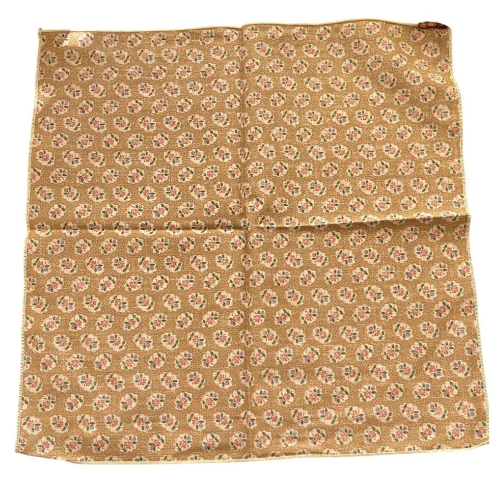 VTG Cloth Napkins Rust Blue Brown Set of 4 Small Floral Square 16